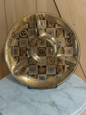 Vintage Georges Briard MCM Celestial Gold Overlay Divided Serving Platter